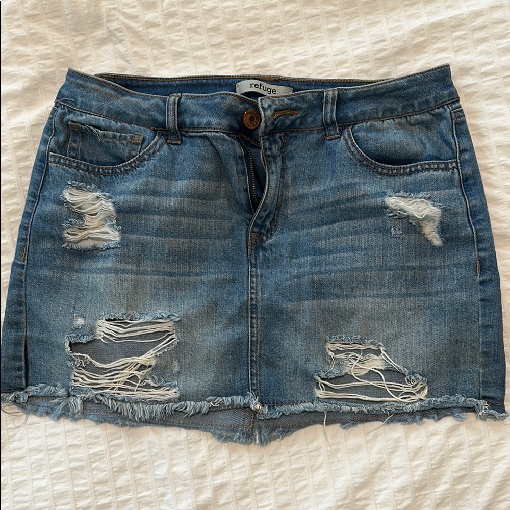 Refuge Blue Mini Pencil Skirt Casual